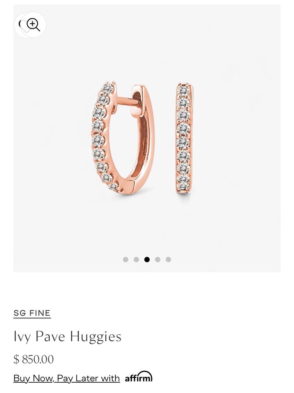 Stephanie Gottlieb Rose gold pave Huggies